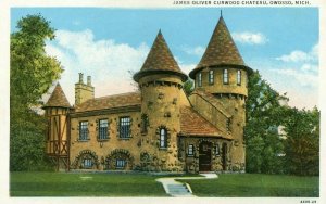 Postcard View of James Oliver Curwood Chateau  N6, Owosso, MI.