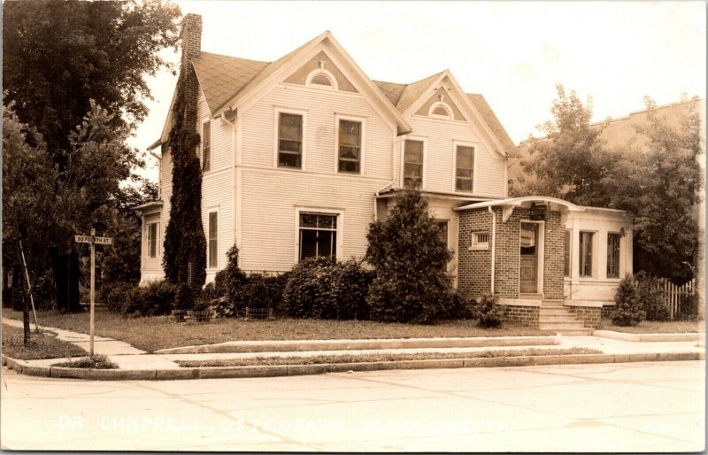 Real Photo Postcard Dr. Chappell, Osteopath in Clear Lake, Iowa~1433