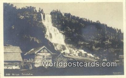 Real Photo Norge Naerofijorden Tvindefos Norway Unused 