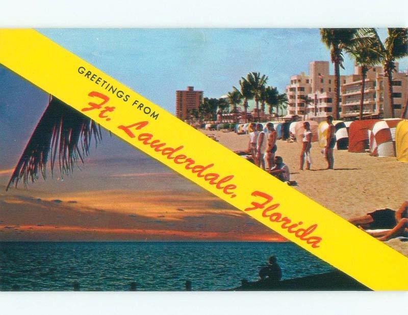 Pre-1980 GREETINGS FROM -2 SCENES ON ONE POSTCARD Fort Lauderdale FL d6633