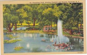 New York Syracuse Fountain and Pergola In Onondaga Park 1944 Curteich