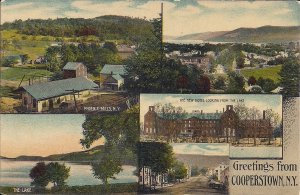 Cooperstown NY, Greetings 1912, Phoenix Mills, Otsego Lake, New Hotel, Multiview