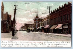 Streator Illinois Postcard Main Street Exterior Building c1906 Vintage Antique