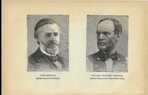 John Sherman and William Tecumseh Sherman Original 1884 Print First Ed 5 x 7
