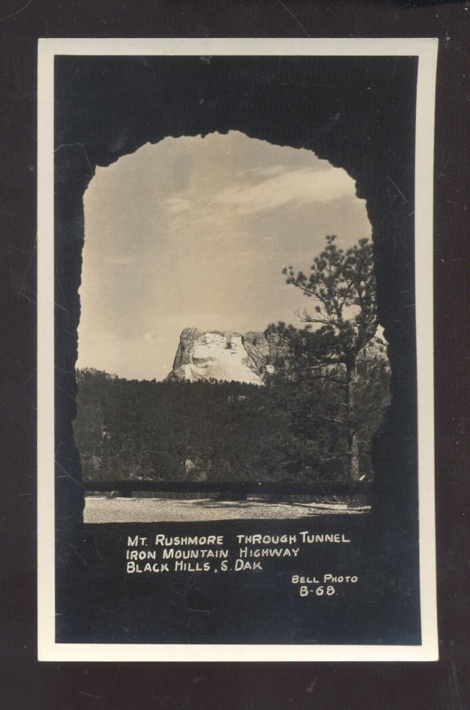 RPPC BLACK HILLS SOUTH DAKOTA SD MT. RUSHMORE TUNNEL REAL PHOTO POSTCARD