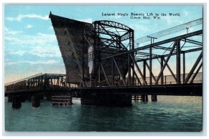 c1910 Largest Single Bascule Lift World Exterior Green Bay Wisconsin WI Postcard