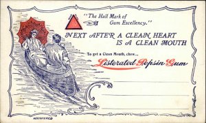 Couple in Boat Listerated Pepsin Gum Ad Advertising c1910 Vintage Postcard