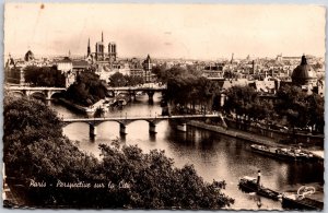 1952 Paris Perspective Of City Bridges & Lake Real Photo RPPC Posted Postcard