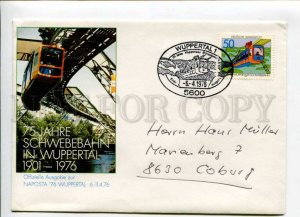 421842 GERMANY 1976 year 75 year Wuppertal Overhead Railway real posted COVER