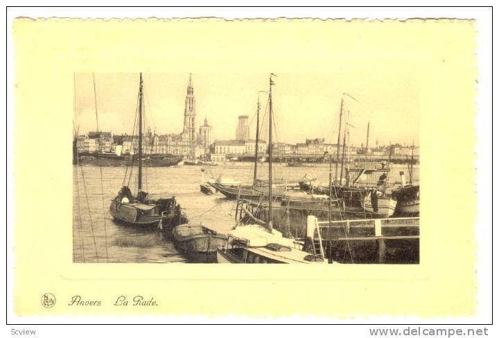 Oceanliner/Sailboats, La Rade, Anvers, Belgium, 1900-1910s