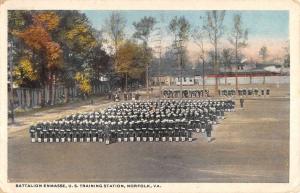 Norfolk Virginia Battalion En Masse Training Station Antique Postcard K71596