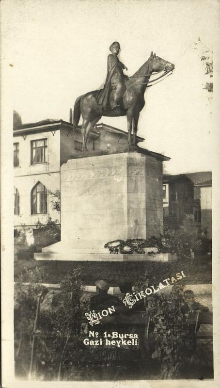 turkey BURSA BROUSSE Gazi Heykeli Statue Mustafa Kemal Ataturk 1930s RPPC