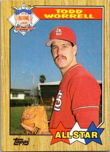 1987 Topps Baseball Card NL All Star Todd Worrell St Louis Cardinals sk3266
