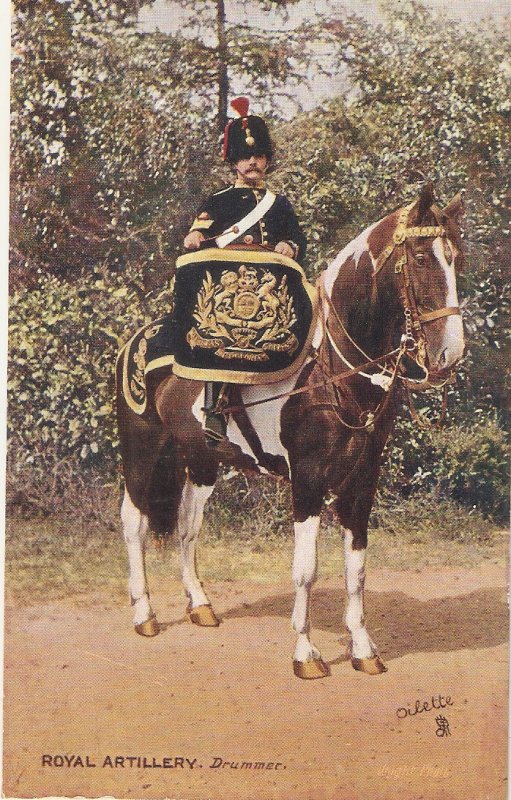 The Royal Horse Artillery. Driummer Tuck Oilette PC # 9425