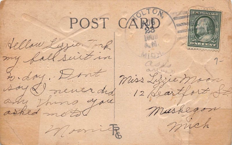 DS1/ Baseball Sports Comic Postcard c1910 Player Uniform Catcher 218