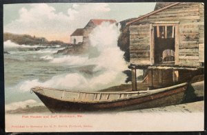 Vintage Postcard 1901-1907 Fish House & Surf, Monhegan, Maine (ME)