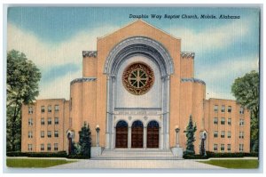 Mobile Alabama Postcard Dauphin Way Baptist Church Exterior View Building c1940