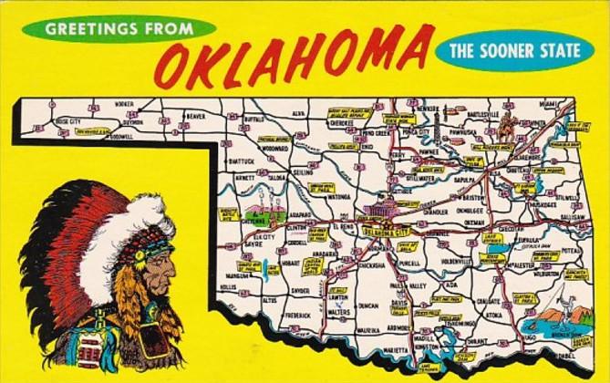 Greetings From Oklahoma With Map