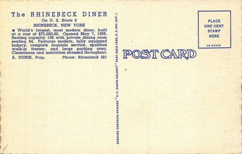 Rhinebeck NY Diner Multi-View Curt Teich Linen Postcard