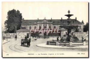 Troyes Argence Old Postcard The fountain and the high school