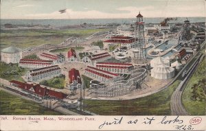 AMUSEMENT PARK, Revere Beach MA 1906 Wonderland, Aerial View, Roller Coaster