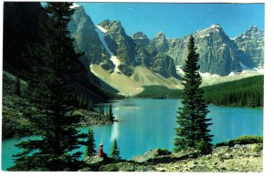 Person on Rock, Lake Moraine, Valley of the Peaks, Alberta