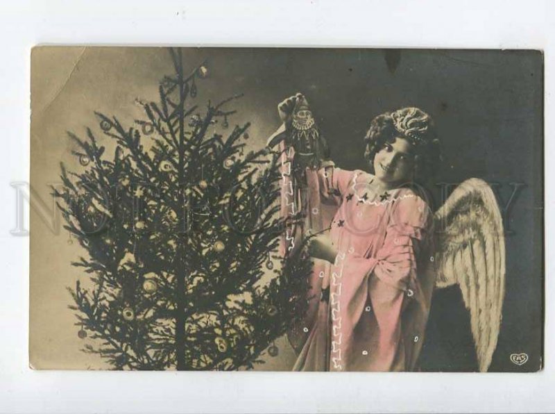 3073095 Winged Lady as X-MAS ANGEL w/ CLOWN Toy Vintage PHOTO