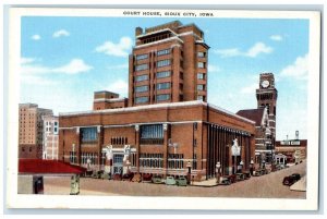 c1940 Court House Exterior Building Classic Cars Street Sioux City Iowa Postcard