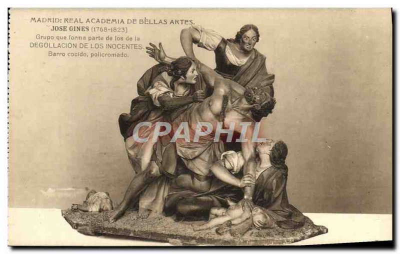 Old Postcard Madrid Real Academia De Bellas Artes Jose Gines Degollación Los...