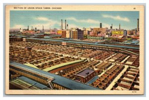 Vintage 1940's Postcard Aerial View Union Stock Yards Chicago Illinois