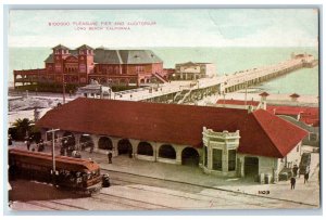 c1910s Pleasure Pier And Auditorium Trolley View Long Beach CA Unposted Postcard 