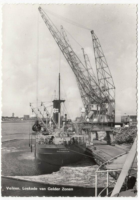 Netherlands; Velsen, The Docks, Cranes Unloading SS Lorna RP PPC Unposted 