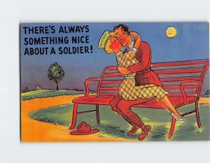 Postcard There's Always Something Nice About A Soldier!, Lovers Comic Art Print
