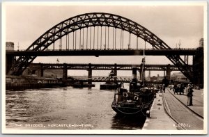 The Bridges New Castle-On-Tyne North East England RPPC Real Photo Postcard