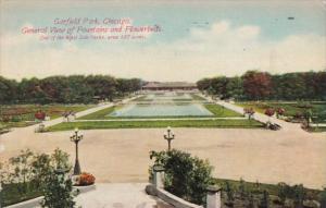 Illinois Chicago General View Of Fountains and Flowerbeds In Garfield Park 1910