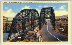 YUMA, Arizona  AZ  Southern Pacific RAILROAD BRIDGE Highway 80 ca 1940s Postcard
