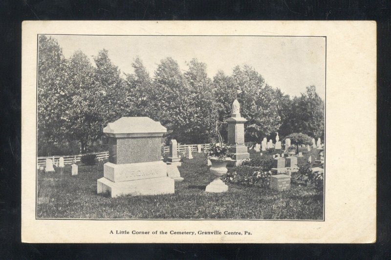 GRANVILLE CNTRE PENNSYLVANIA PA. CEMETERY GRAVE HEADSTONES VINTAGE POSTCARD