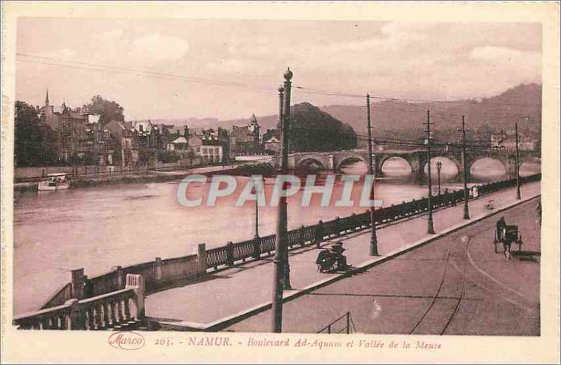 Old Postcard Namur Boulevard Ad-Aquain and Vallee de la Meuse