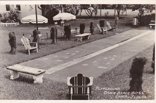 Florida Dania Shuffleboard Court Dania Beach Hotel Real Photo