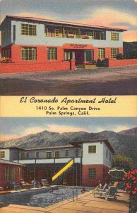 El Coronado Apartment Hotel Palm Springs California linen postcard