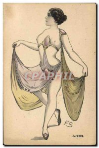 Old Postcard Fantasy Illustrator Woman Nude erotic TOP
