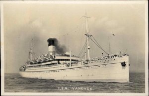 Liverpool England Steamer Steamship Cruise Ship TSS Vandyck RPPC Postcard