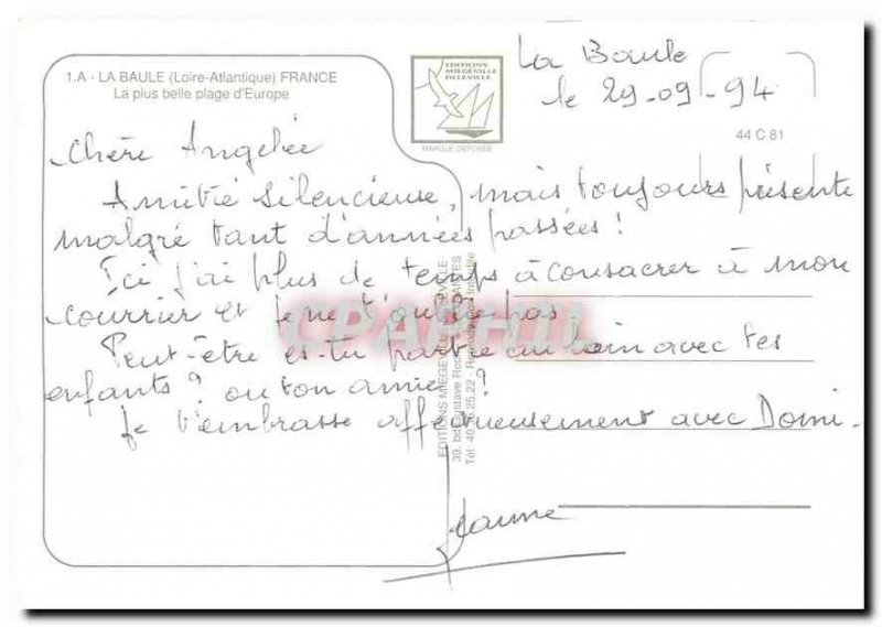 Modern Postcard La Baule French Love