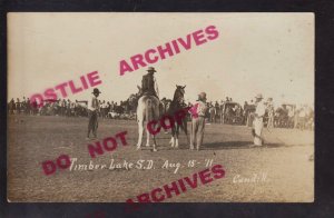 Timber Lake SOUTH DAKOTA RPPC 1911 SIOUX INDIAN COWBOYS Rodeo CUNDILL PHOTO SD