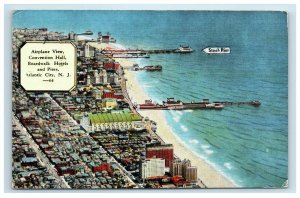 Atlantic City NJ Airplane Aerial View Boardwalk Hotels Piers Postcard