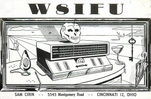 Postcard 1955 Radio QSL Ohio Cincinnati Skull 23-13481