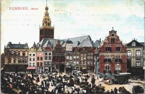 Netherlands Nijmegen Markt Vintage Postcard 04.10