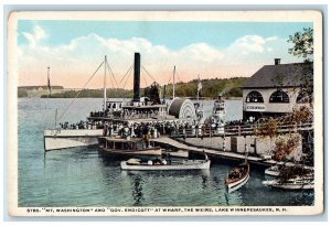 c1920s Mt. Washington And Gov. Endicott At Wharf Lake Winnepesaukee NH Postcard