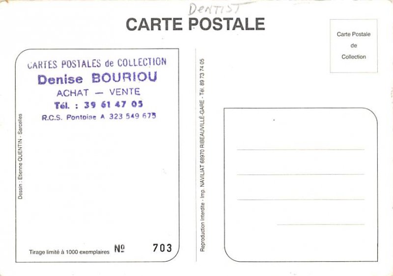 Occupation, Dentist Post Card Man Pulling a Tooth Comic Writing on Back