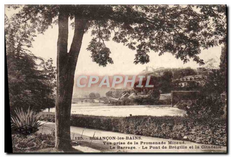 Old Postcard Besancon Les Bains Vue Prize De La Promenade Micaud Dam Bridge B...